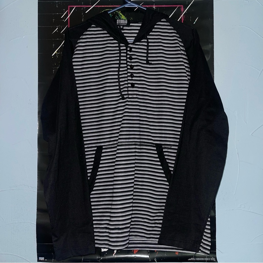 Studio By Omega Black Half Button up Pullover Hoodie